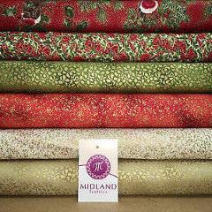 Red Merry Christmas themed 100% Cotton Patchwork & Crafting Fabric 45' Mtex - Midland Textiles & Fabric