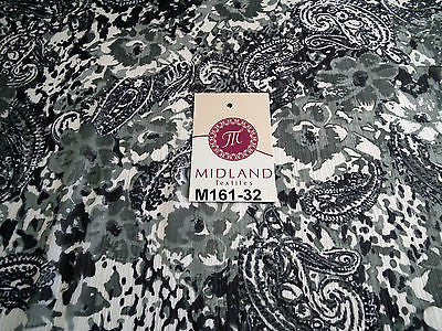 Cloud Grey Paisley printed chiffon fabric 44