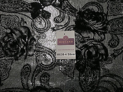 Metallic Flocked Jersey one way stretch sequin dress fabric 55