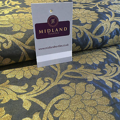 Indian Floral gold metallic banarsi faux silk Brocade fabric 44' M710 Mtex - Midland Textiles & Fabric