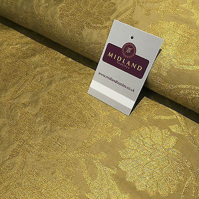 Indian Floral gold metallic banarsi faux silk Brocade fabric 44' M710 Mtex - Midland Textiles & Fabric