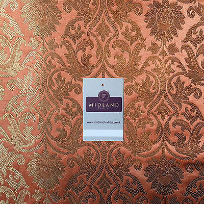 Indian Floral gold metallic banarsi brocade faux silk fabric 44' Wide M692 - Midland Textiles & Fabric