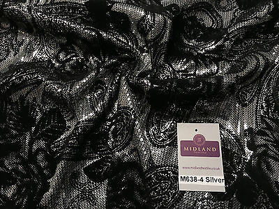 Metallic Flocked Jersey one way stretch sequin dress fabric 55