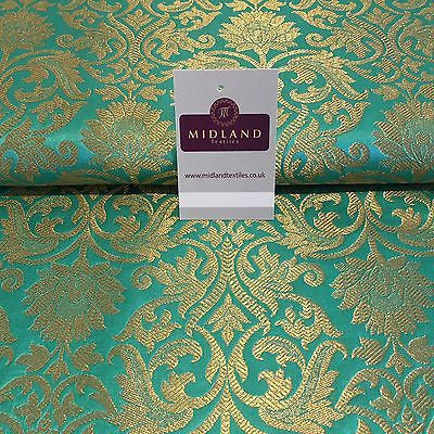 Indian Floral gold metallic banarsi brocade faux silk fabric 44' Wide M692 - Midland Textiles & Fabric