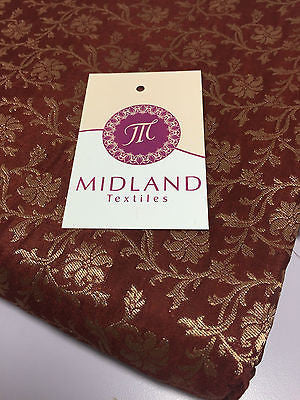 Pure Silk Indian Banarsi Floral Woven Golden Metallic Brocade 45' M260 Mtex - Midland Textiles & Fabric