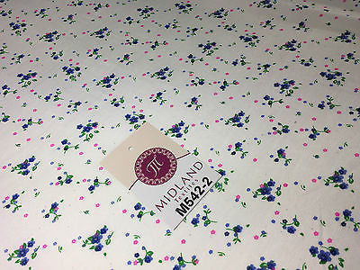 Ditsy Floral Printed on white Super Soft Polycotton Fabric 45' Wide M542 Mtex - Midland Textiles & Fabric