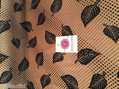 Leaf Print Spandex Velvet Sequinned - 2 way stretch Fabric-58' M16-16 Mtex - Midland Textiles & Fabric