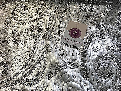 Lame Corduroy Paisley Embossed Foil 1 way stretch Fabric 58