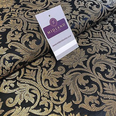 Indian Floral gold metallic banarsi brocade faux silk fabric 44' Wide M692 - Midland Textiles & Fabric