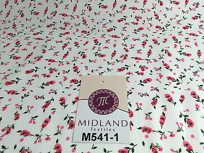 Small Floral Print on white soft polycotton dress Fabric 45' Wide M541 Mtex - Midland Textiles & Fabric