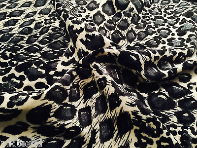 Cream and grey animal print Spandex Velvet Two Way Stretch 58" M16-13 Mtex - Midland Textiles & Fabric