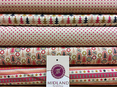 Multi Scandi 100% Cotton Christmas themed Patchwork & Crafting  Fabric 45