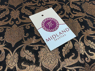 Pure Silk Indian Banarsi Floral Woven Golden Metallic Brocade 45' M260 Mtex - Midland Textiles & Fabric