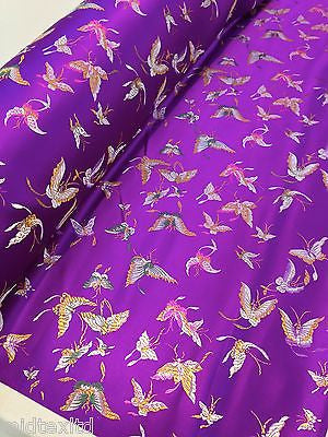CHINESE ORIENTAL BUTTERFLY BROCADE SILKY SATIN DRESS FABRIC 44' wide Mtex M57 - Midland Textiles & Fabric