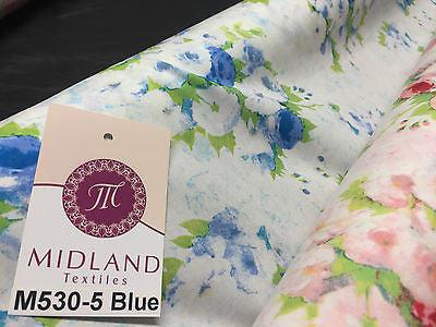 Vintage floral shabby Chic Printed Fabric 100% Cotton Poplin 44' Wide M530 Mtex - Midland Textiles & Fabric