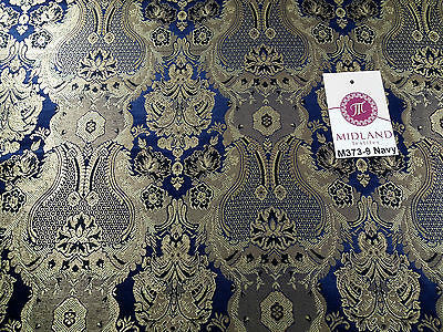 Indian Banarsi Gold Metallic Ornamental floral brocade fabric M373 Mtex 40' wide - Midland Textiles & Fabric