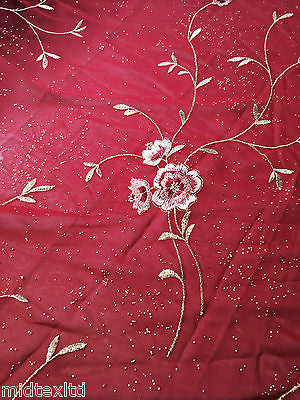 Floral Embroidery with gold thread work metallic dewdrop on georgette M320 Mtex - Midland Textiles & Fabric