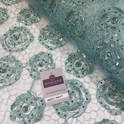 Vintage embellished Mesh net Double scalloped edging Dress Fabric 58' Wide M622 - Midland Textiles & Fabric