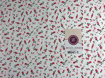 Small Floral Print on white soft polycotton dress Fabric 45' Wide M541 Mtex - Midland Textiles & Fabric