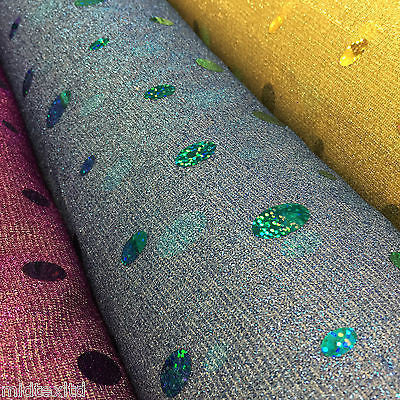 Oval holographic contrasting sequins Knit Fancy dress fabric 58" M151 Mtex - Midland Textiles & Fabric