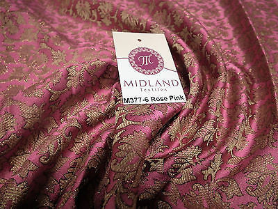 Indian  Floral Gold Metallic faux silk banarsi Brocade 44' Wide M377 - Midland Textiles & Fabric