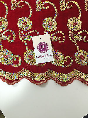Gold Sequin Embellished Scalloped edge Micro Velvet 40' Wide  M47 Mtex - Midland Textiles & Fabric