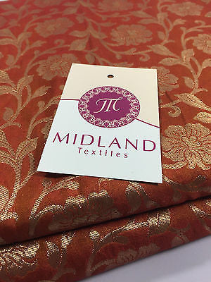 Pure Silk Indian Banarsi Floral Woven Golden Metallic Brocade 45' M260 Mtex - Midland Textiles & Fabric