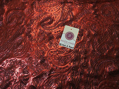 Lame Corduroy Paisley Embossed Foil 1 way stretch Fabric 58