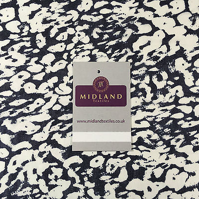 Navy and Cream abstract Georgette Chiffon Printed Dress Fabric 58" M401-43 Mtex - Midland Textiles & Fabric