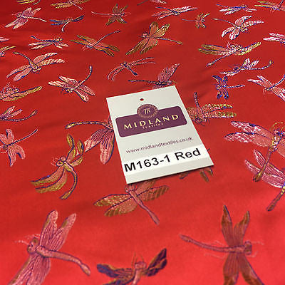 CHINESE ORIENTAL GOLD DRAGONFLY BROCADE SILKY SATIN DRESS FABRIC 44' M163 - Midland Textiles & Fabric