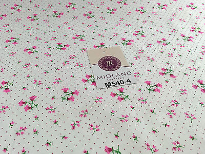 Floral vintage small dot print on white Polycotton fabric 45' Wide M540 Mtex - Midland Textiles & Fabric