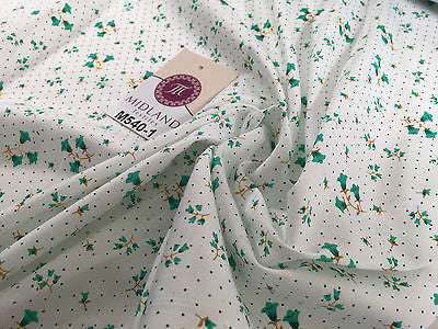 Floral vintage small dot print on white Polycotton fabric 45' Wide M540 Mtex - Midland Textiles & Fabric