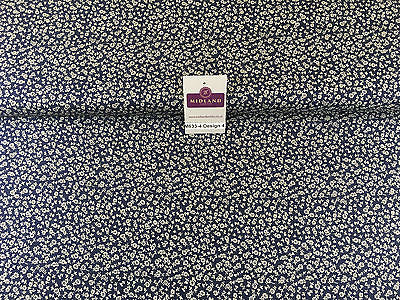 Navy And White Floral Paste Printed 100% Cotton Poplin Craft Fabric 45