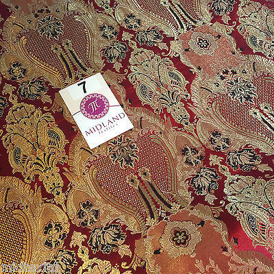 Indian Banarsi Gold Metallic Ornamental floral brocade fabric M373 Mtex 40' wide - Midland Textiles & Fabric