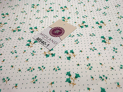 Floral vintage small dot print on white Polycotton fabric 45' Wide M540 Mtex - Midland Textiles & Fabric