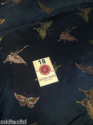 CHINESE ORIENTAL BUTTERFLY BROCADE SILKY SATIN DRESS FABRIC 44' wide Mtex M57 - Midland Textiles & Fabric