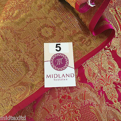 Indian Banarsi Gold Metallic Ornamental floral brocade fabric M373 Mtex 40' wide - Midland Textiles & Fabric