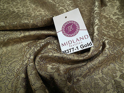 Indian  Floral Gold Metallic faux silk banarsi Brocade 44