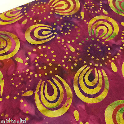 Swirl and dot design contrasting colours Bali batik fabric 100% Cotton M525 Mtex - Midland Textiles & Fabric