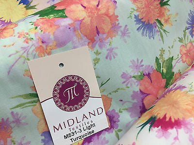 Vintage Abstract Floral Printed Fabric 100% Cotton Poplin  44' Wide  M531 Mtex - Midland Textiles & Fabric