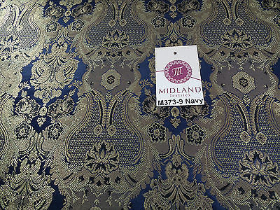 Indian Banarsi Gold Metallic Ornamental floral brocade fabric M373 Mtex 40' wide - Midland Textiles & Fabric
