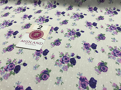 Vintage Floral Rose Spotted Print Poly Cotton Fabric 44' Wide M356 Mtex - Midland Textiles & Fabric