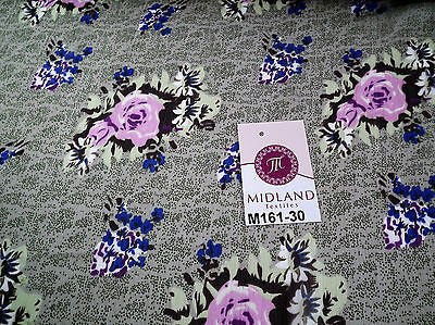 Soft olive floral pink rose printed chiffon fabric 44" wide M161-30 Mtex - Midland Textiles & Fabric