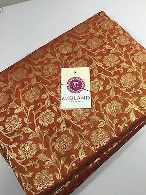 Pure Silk Indian Banarsi Floral Woven Golden Metallic Brocade 45' M260 Mtex - Midland Textiles & Fabric