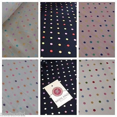 5mm Spot Polka Dots Multi Coloured Dress Craft 100% Cotton Poplin Fabric 45' M21 - Midland Textiles & Fabric