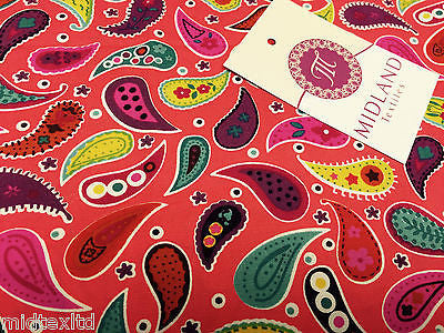 Paisley Print 100% Cotton Poplin Fabric, 45' Craft Cotton Wide M25 Mtex - Midland Textiles & Fabric