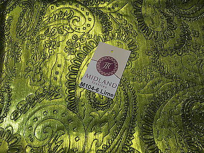 Lame Corduroy Paisley Embossed Foil 1 way stretch Fabric 58