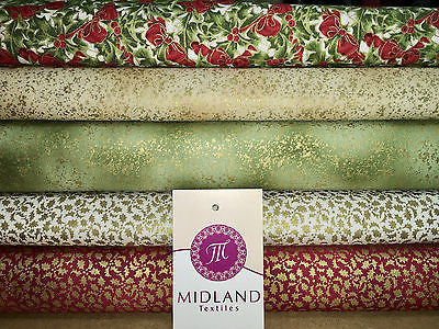 White Merry Christmas themed 100% Cotton Patchwork & Crafting Fabric 45' Mtex - Midland Textiles & Fabric