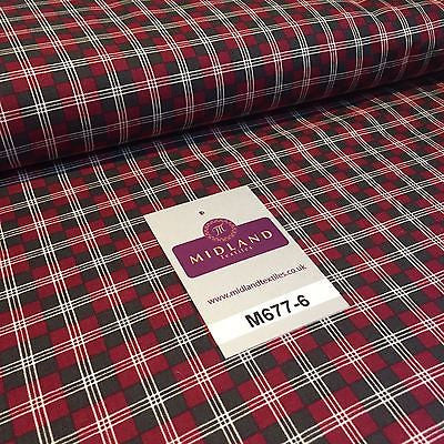 Wine Highland Scottish Tartan 100% Cotton craft and quilting Fabric 45' M677 - Midland Textiles & Fabric
