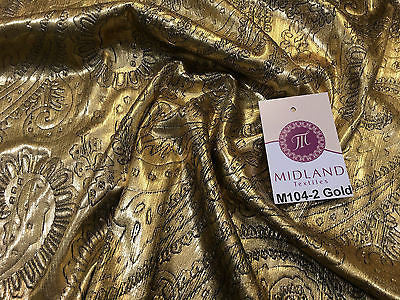 Lame Corduroy Paisley Embossed Foil 1 way stretch Fabric 58